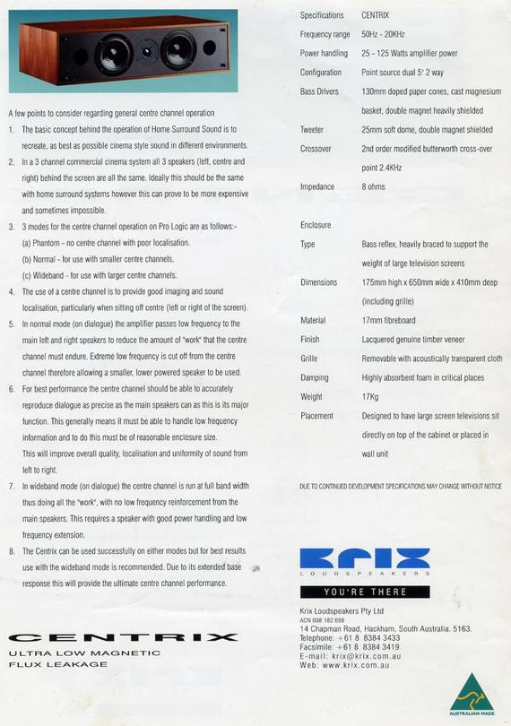 Krix Centrix Premium Centre Speaker For Sale! 8 clients-isolditco-photo_sets-9781-KRIX_centrix_c_2_of_2